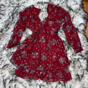 Red and Gold Long Sleeve Dress